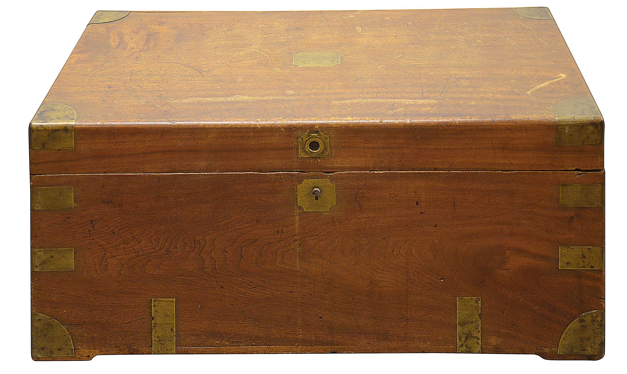 A Victorian camphorwood campaign chest