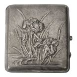 A Japanese Meiji period silver repousse cigarette case