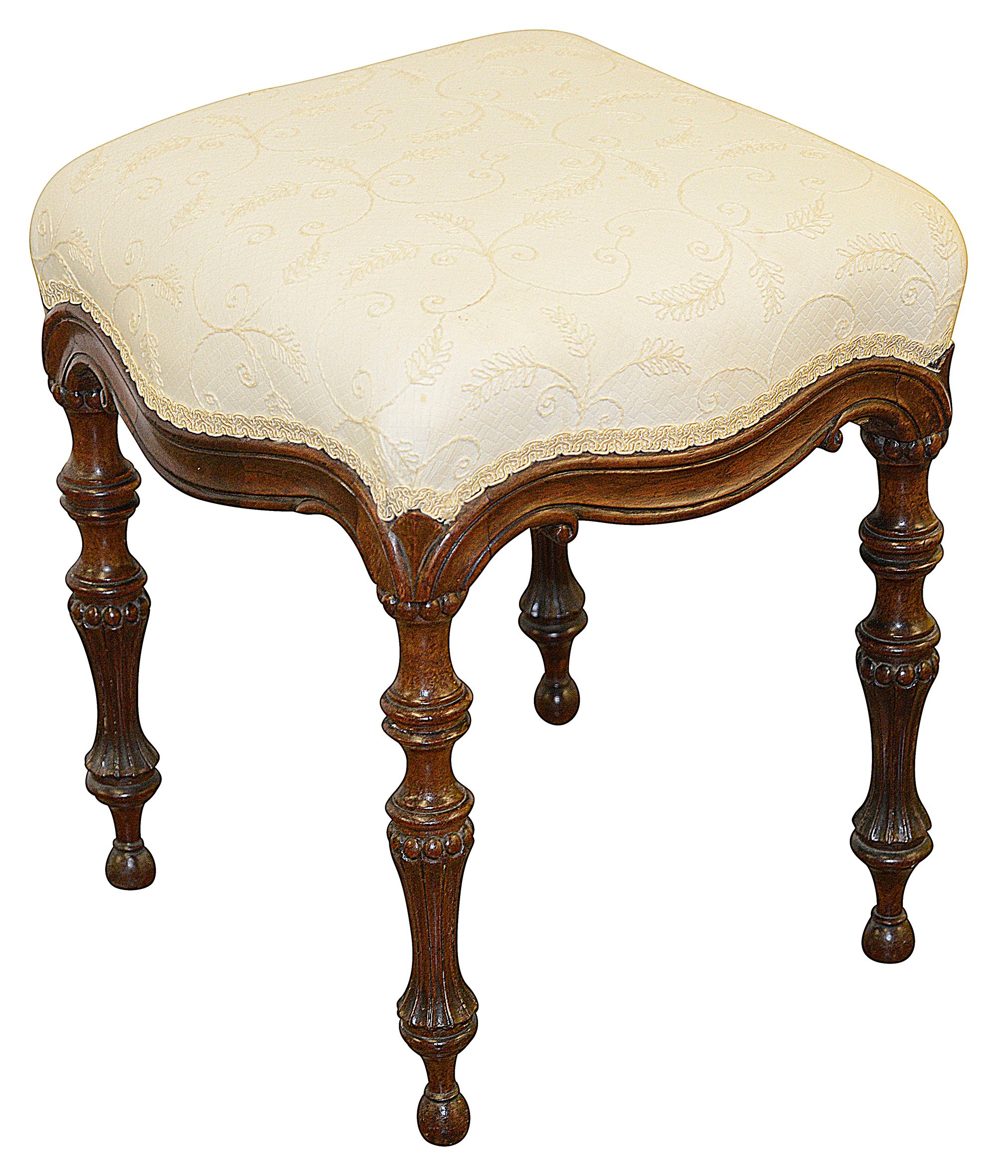 A William IV rosewood and upholstered stool