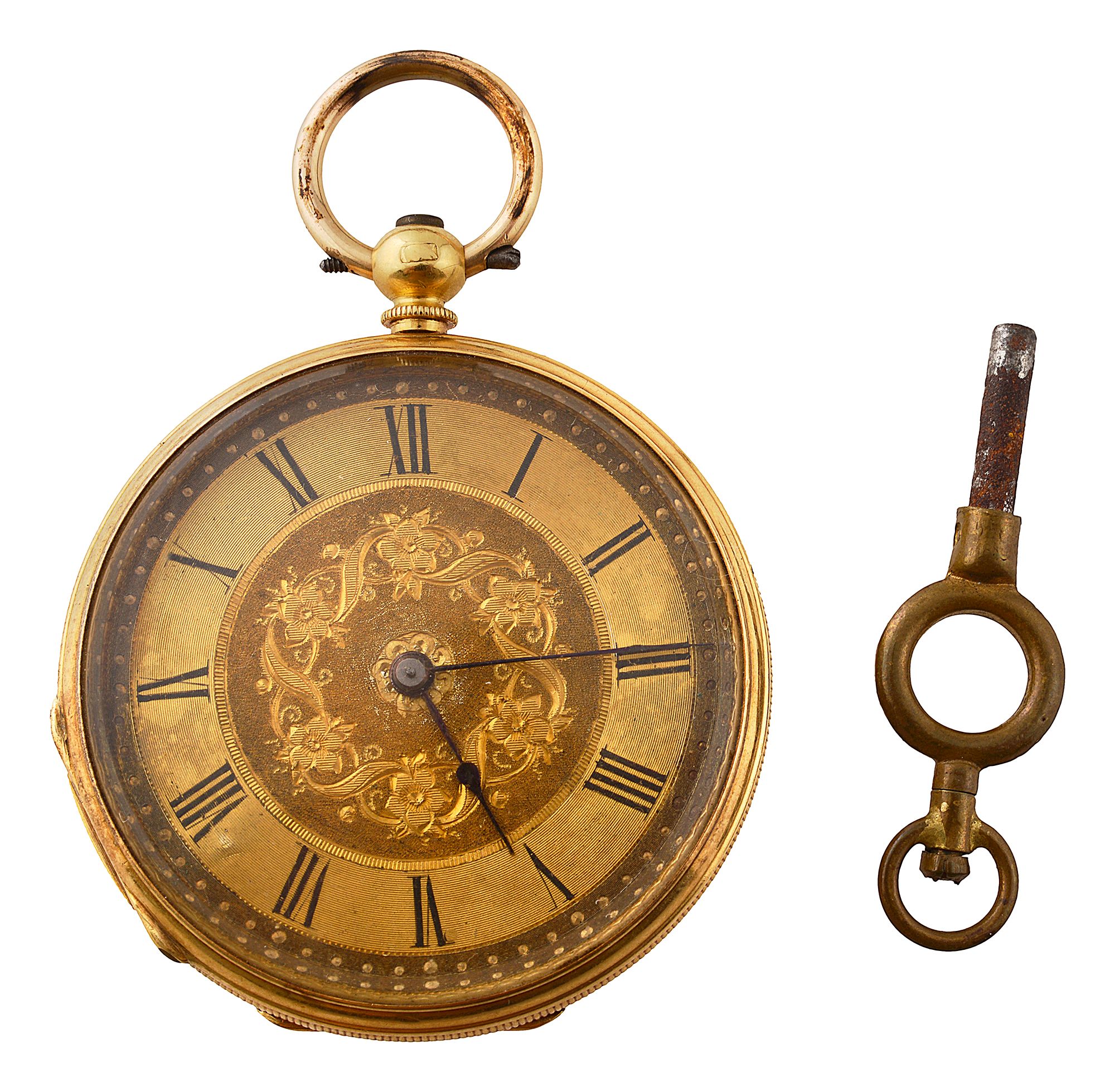 A lady's 18K gold open face pocket watch