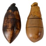 Two Japanese two case carved wood inro in the form of aubergines