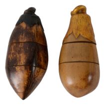 Two Japanese two case carved wood inro in the form of aubergines