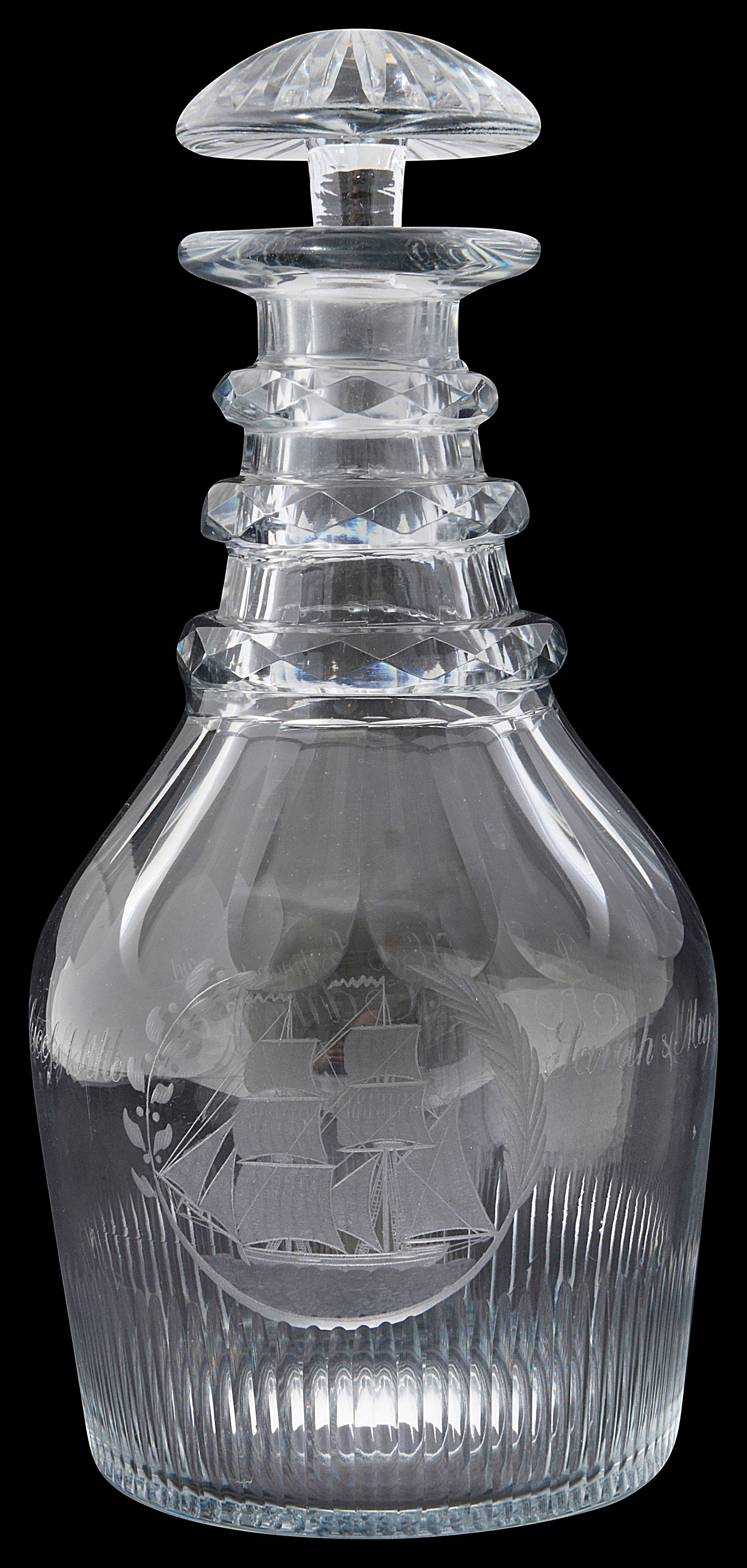 An early 19th century engraved decanter and stopper
