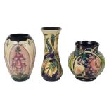 A Moorcroft 'Queen's Choice' pattern vase vase and 2 others