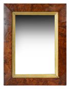A William IV pollard oak rectangular wall mirror with gilt slip