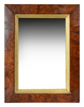 A William IV pollard oak rectangular wall mirror with gilt slip
