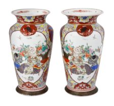 A large pair of late 19th century Japanese arita porcelain vases