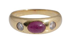 A ruby and diamond gypsy ring