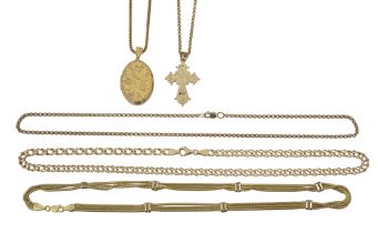 A collection of gold chains