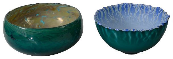 Two contemporary studio glass bowls (2)