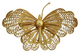 A filigree butterfly brooch