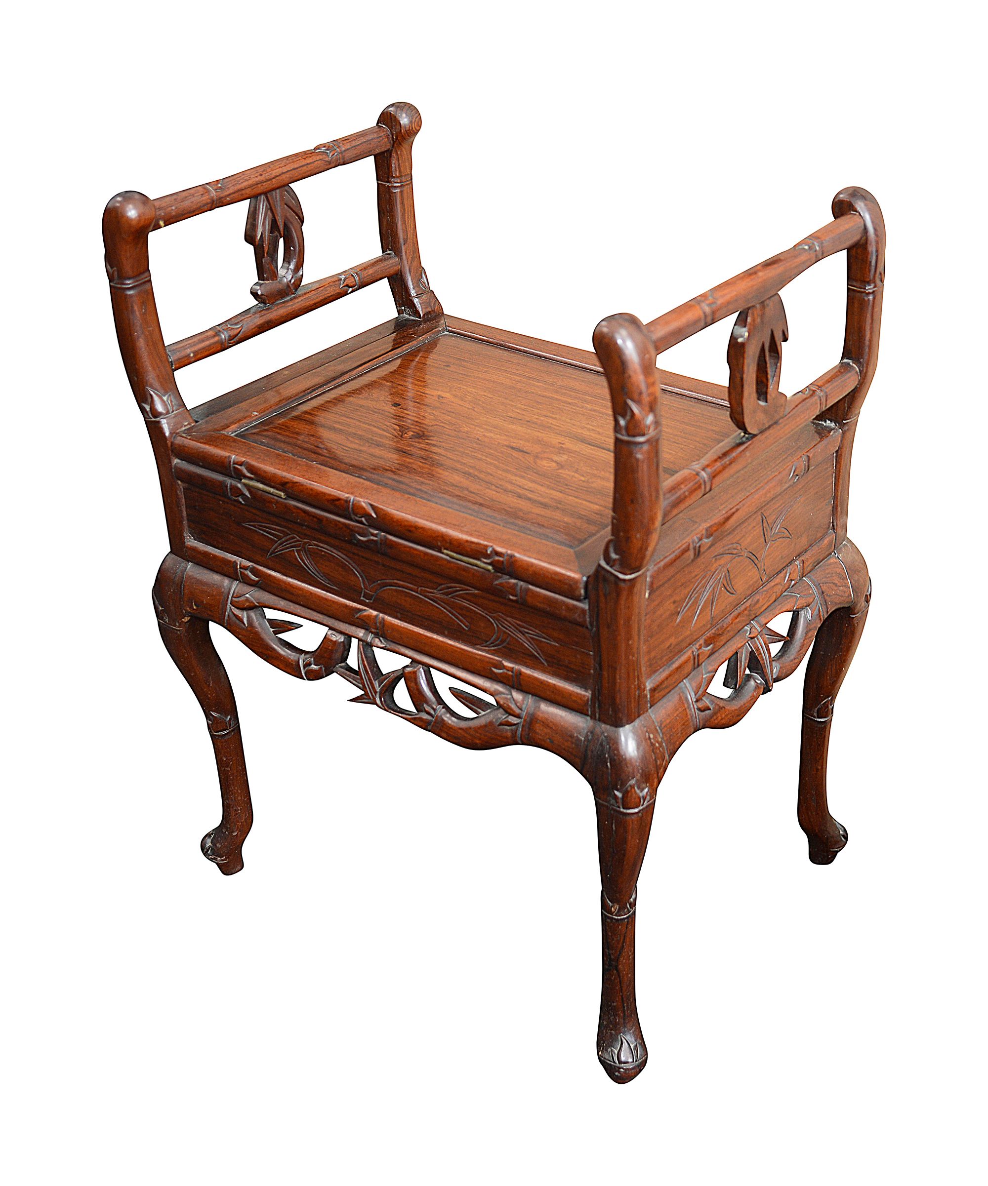 A Chinese blackwood piano stool - Image 4 of 5