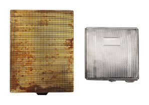 A continental silver-gilt cigarette case and a powder compact