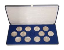 John Pinches: A cased set of twelve proof medallions relating to Napoleon