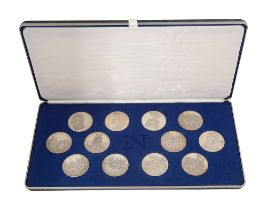 John Pinches: A cased set of twelve proof medallions relating to Napoleon