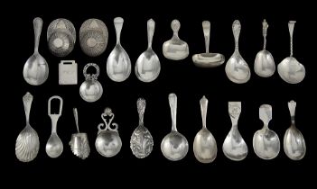 A collection of mostly George V and later silver caddy spoons