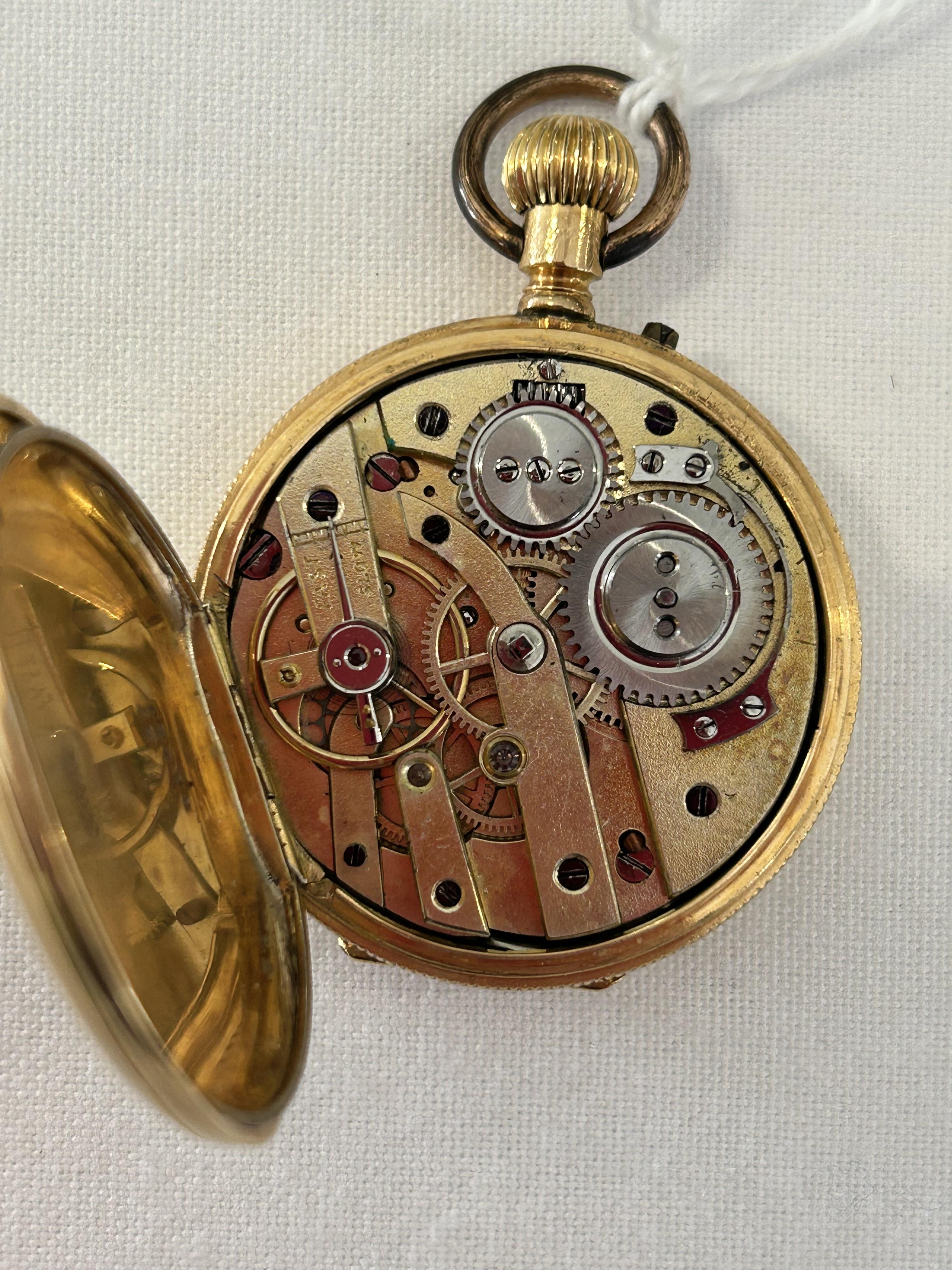 A late 19th century Swiss lady's 18K half hunter keyless pocket watch - Image 2 of 2