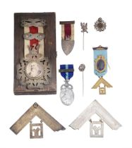 A Victorian silver Masonic medal and further Masonic pieces