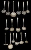 A collection of late Victorian silver sifter spoons