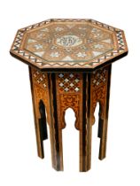 A Syrian rosewood, mother of pearl and ebony occasional table