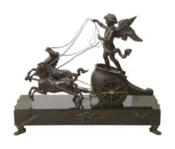 An early 19th century bronze mantel clock