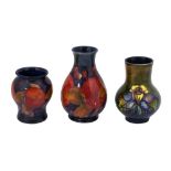 Three Moorcroft pottery vases