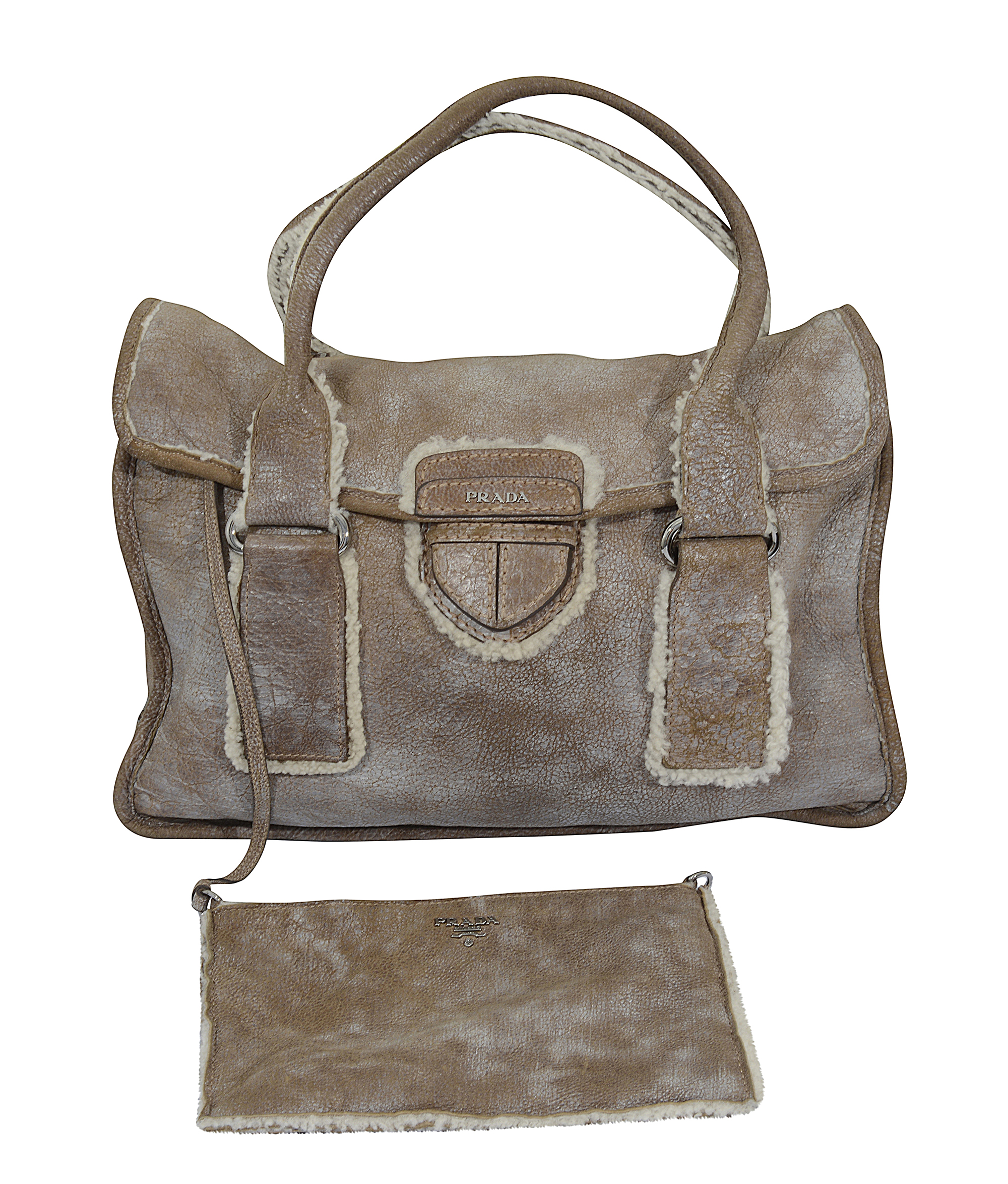 A Prada light beige Shearling handbag - Image 3 of 3