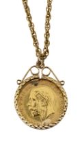 A George V half sovereign pendant