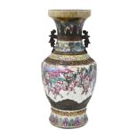 A late 19th century Chinese Nanking crackle glazed famille rose vase