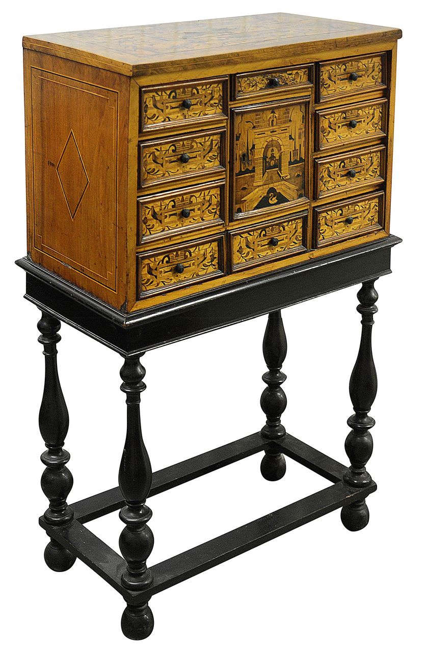 A South German walnut and marquetry cabinet on stand - Image 2 of 8