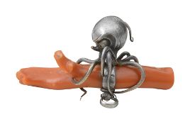 A 19th century Japanese coral branch form nestuke and octopus