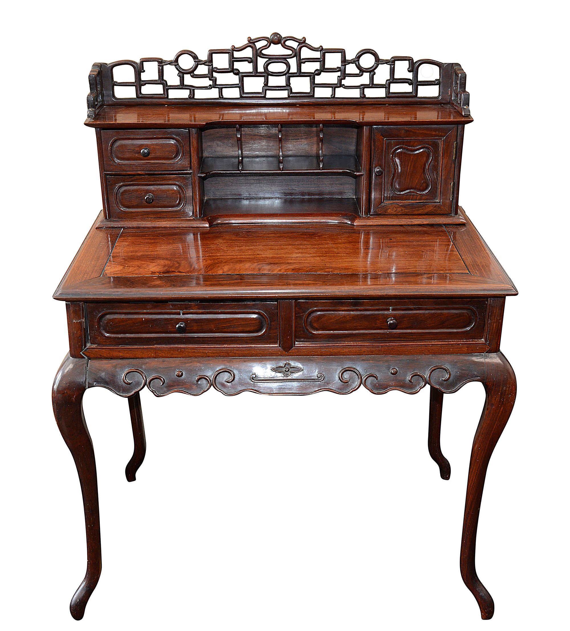 A Chinese blackwood writing table - Image 4 of 12