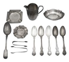 A George VI silver cream jug and other silver