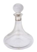 A modern silver mounted glass decanter and stopper