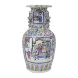 A large late 19th century Chinese canton famille rose porcelain vase