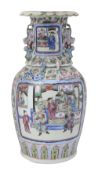 A large late 19th century Chinese canton famille rose porcelain vase