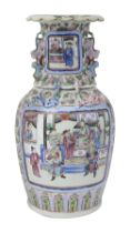 A large late 19th century Chinese canton famille rose porcelain vase