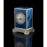 Cartier. A French gold, enamel and chalcedony carriage timepiece c.1910