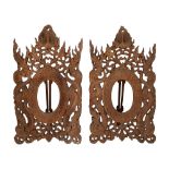 A pair of large Burmese carved teak easel back photograph frames c.1900