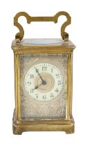 A late 19th century brass carriage clock