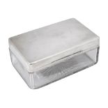 A German .800 silver mounted glass biscuit box