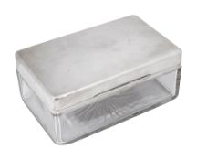 A German .800 silver mounted glass biscuit box