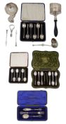 Cased sets of silver spoons and plated items
