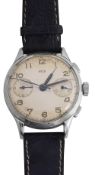 A gentlemans 1940s ARSA stainless steel chronograph wristwatch