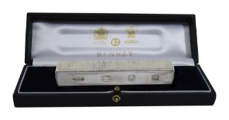 Gerald Benney. An Elizabeth II cased silver ingot paperweight