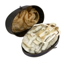 A barristers horsehair wig and bands c.1900