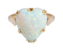 A heart shaped opal ring