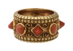 A mid 20th century coral-set ring