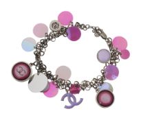 A Chanel S/S 2004 pink disc charm bracelet