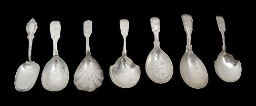 Seven Victorian silver caddy spoons